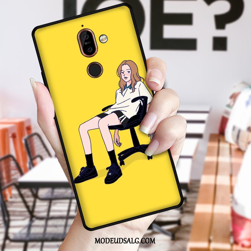 Nokia 7 Plus Etui Sort Smuk Cartoon Blød Cover