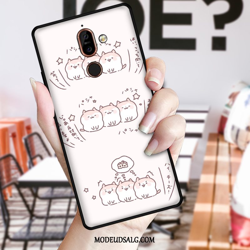 Nokia 7 Plus Etui Sort Smuk Cartoon Blød Cover