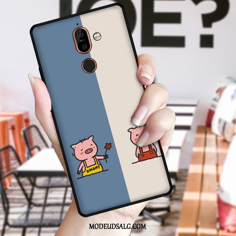 Nokia 7 Plus Etui Sort Smuk Cartoon Blød Cover