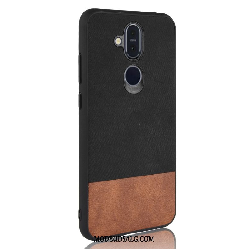 Nokia 8.1 Etui Denim Anti-fald Sort Cover Blandede Farver