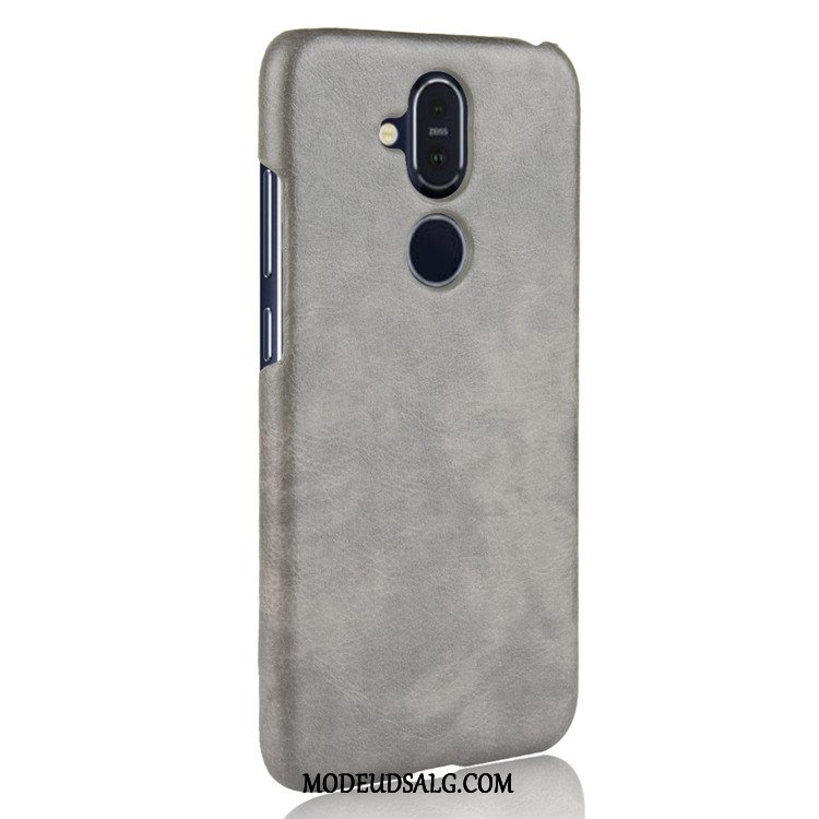 Nokia 8.1 Etui Litchi Rød Kvalitet Mønster Cover