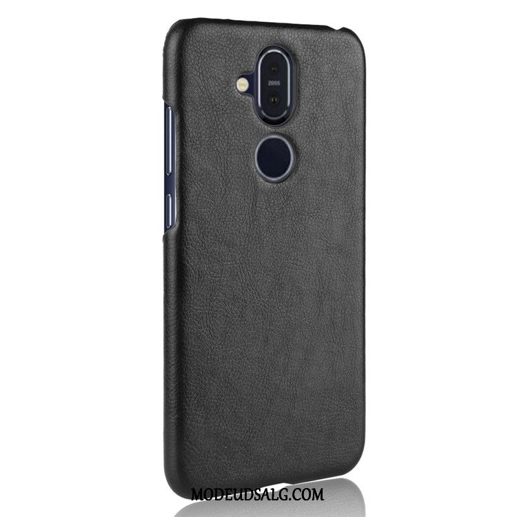 Nokia 8.1 Etui Litchi Rød Kvalitet Mønster Cover