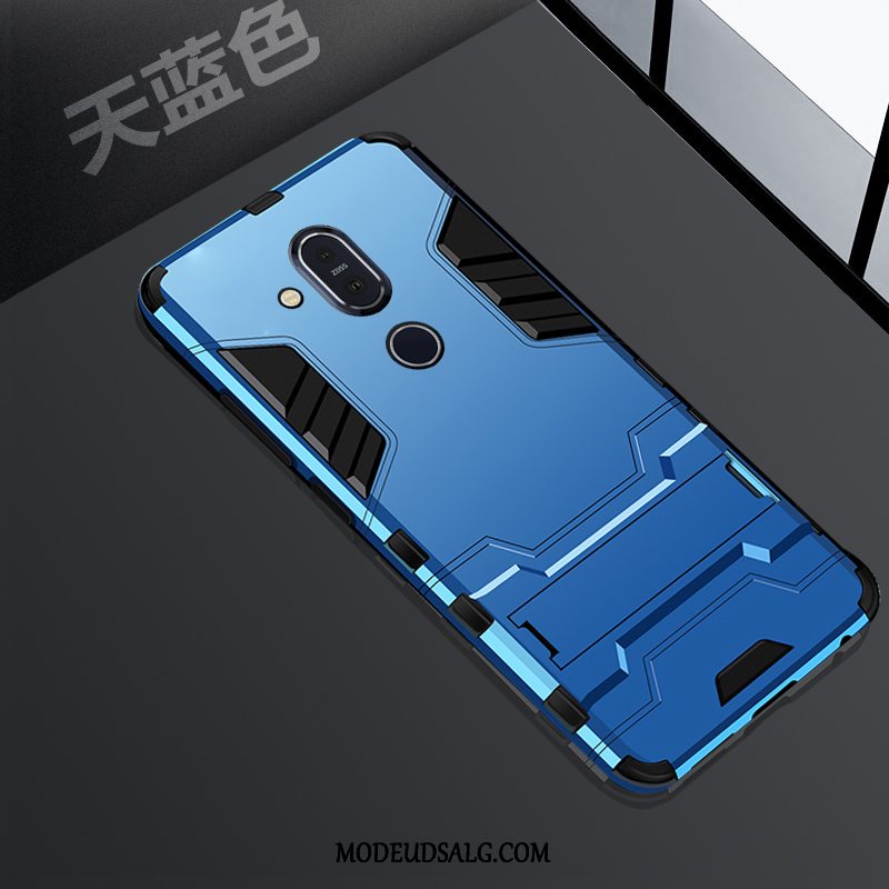 Nokia 8.1 Etui Pu Membrane Blå Anti-fald Support