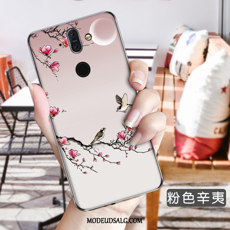 Nokia 8 Sirocco Etui / Cover Blomster Beskyttelse Høj Gennemsigtig