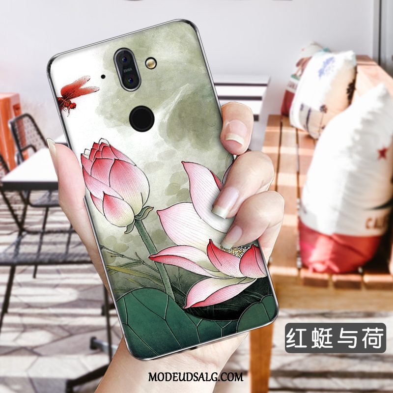 Nokia 8 Sirocco Etui / Cover Blomster Beskyttelse Høj Gennemsigtig