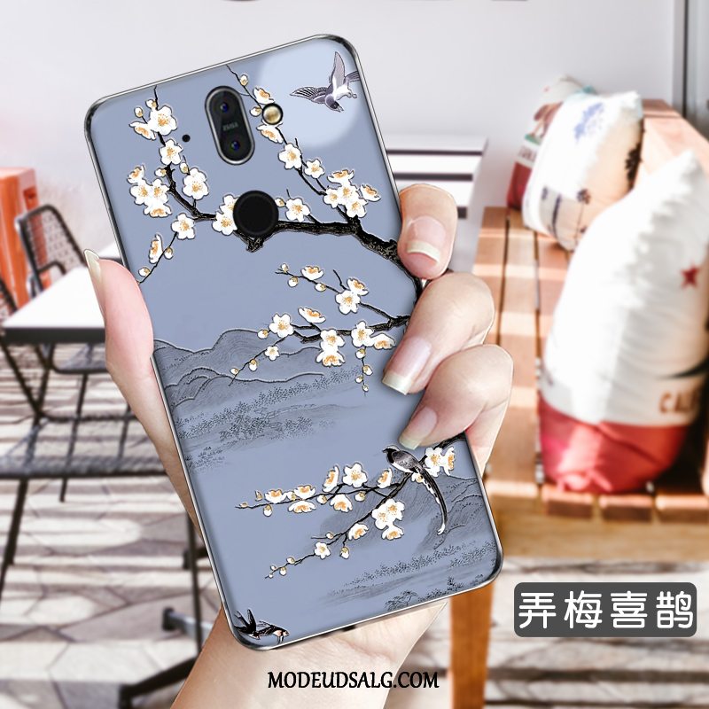 Nokia 8 Sirocco Etui / Cover Blomster Beskyttelse Høj Gennemsigtig