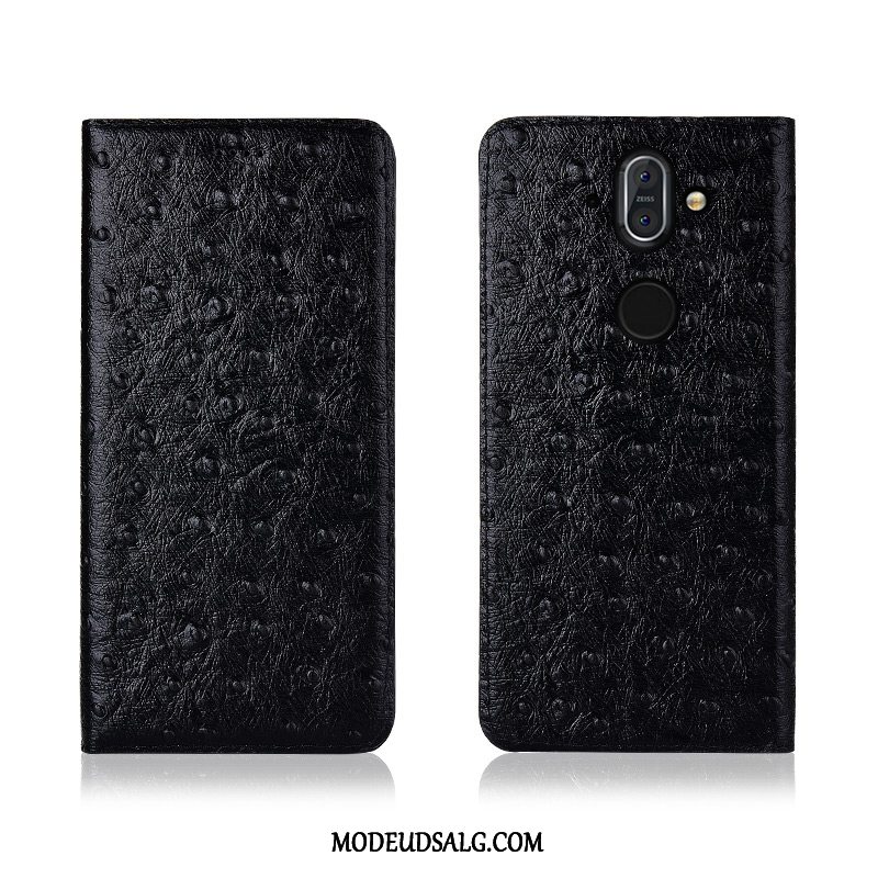 Nokia 8 Sirocco Etui / Cover Lædertaske Fugl Folio Høj Ny