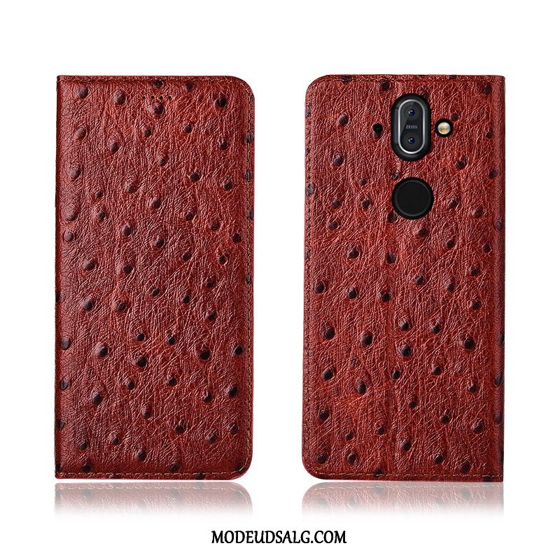 Nokia 8 Sirocco Etui / Cover Lædertaske Fugl Folio Høj Ny