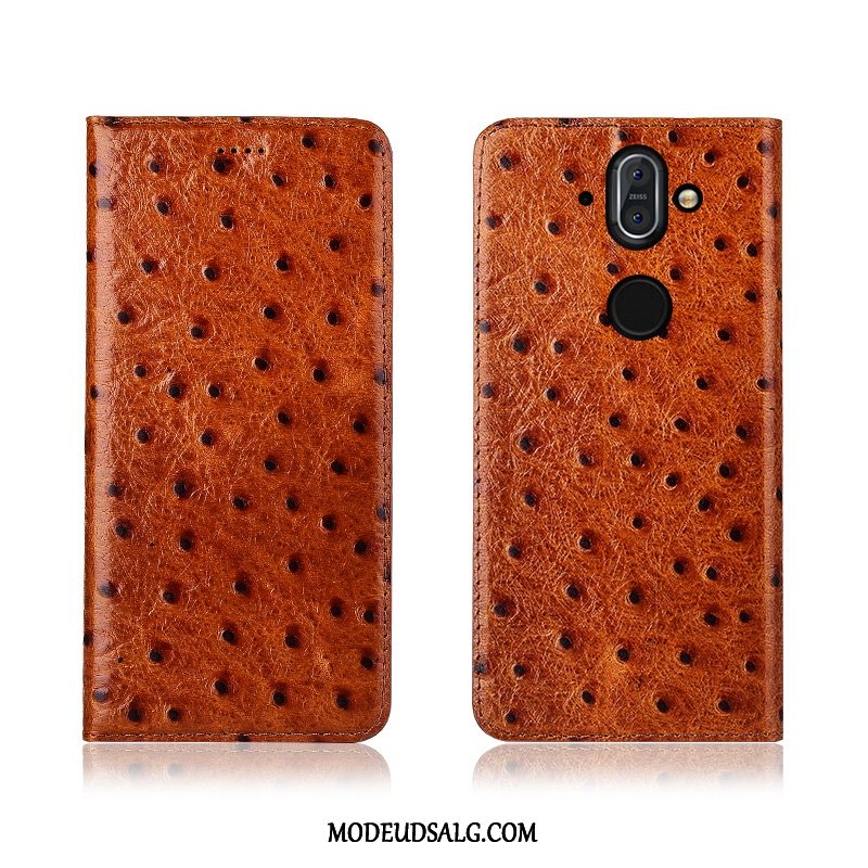 Nokia 8 Sirocco Etui / Cover Lædertaske Fugl Folio Høj Ny