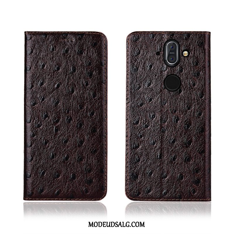 Nokia 8 Sirocco Etui / Cover Lædertaske Fugl Folio Høj Ny