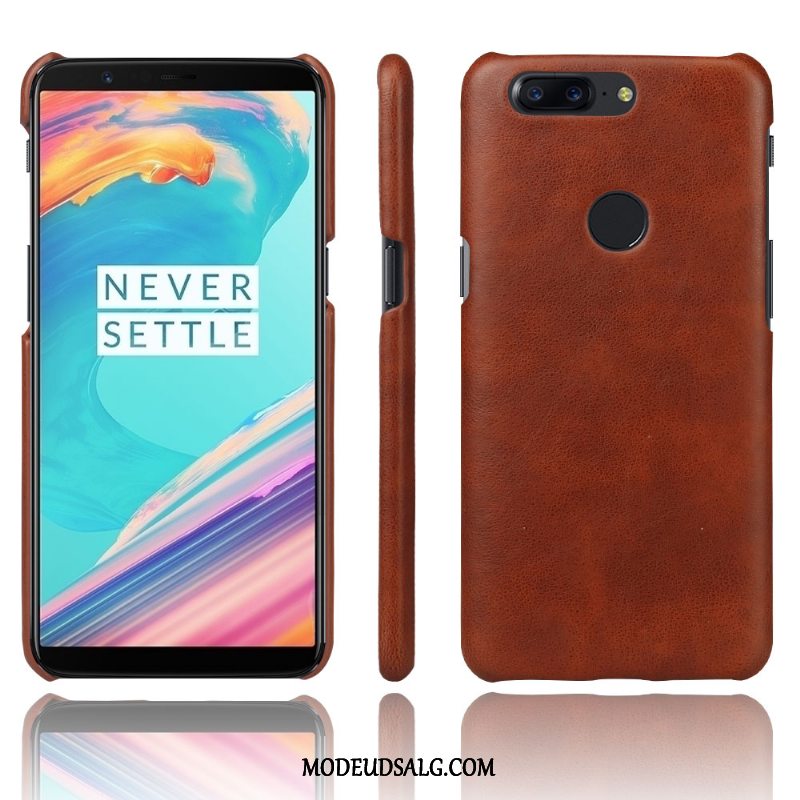 Oneplus 5t Etui Anti-fald Cover Rød Lædertaske Simple