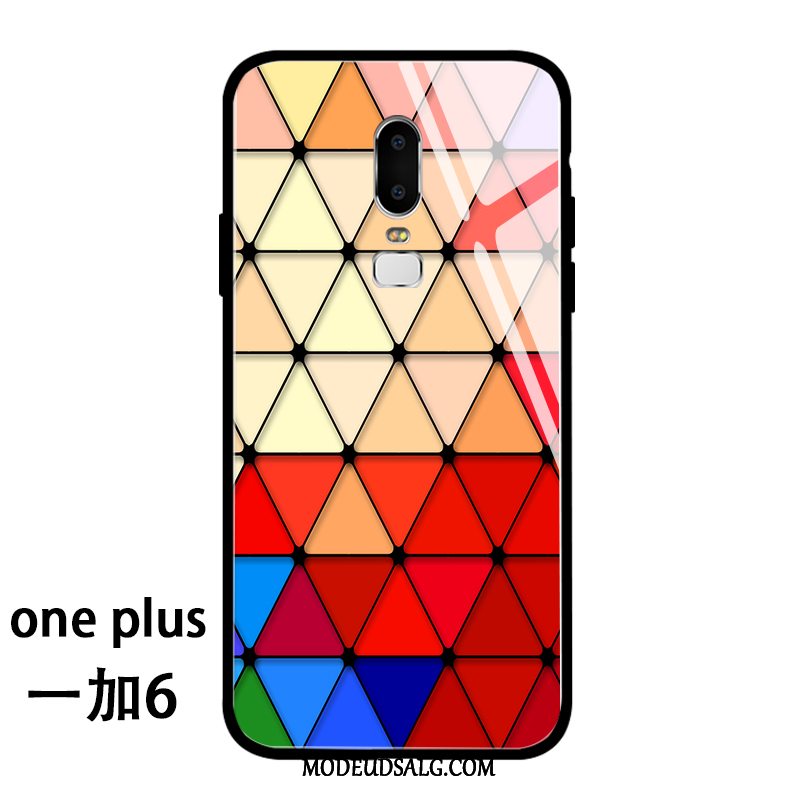 Oneplus 6 Etui / Cover Trendy Rombe Hærdet Glas Luksus Alt Inklusive