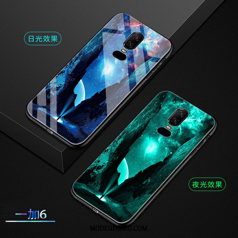 Oneplus 6 Etui Trend Membrane Af Personlighed Hærdning Glas