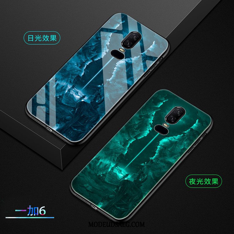 Oneplus 6 Etui Trend Membrane Af Personlighed Hærdning Glas