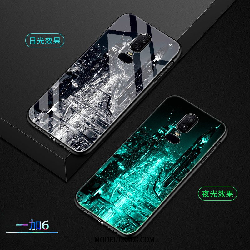 Oneplus 6 Etui Trend Membrane Af Personlighed Hærdning Glas