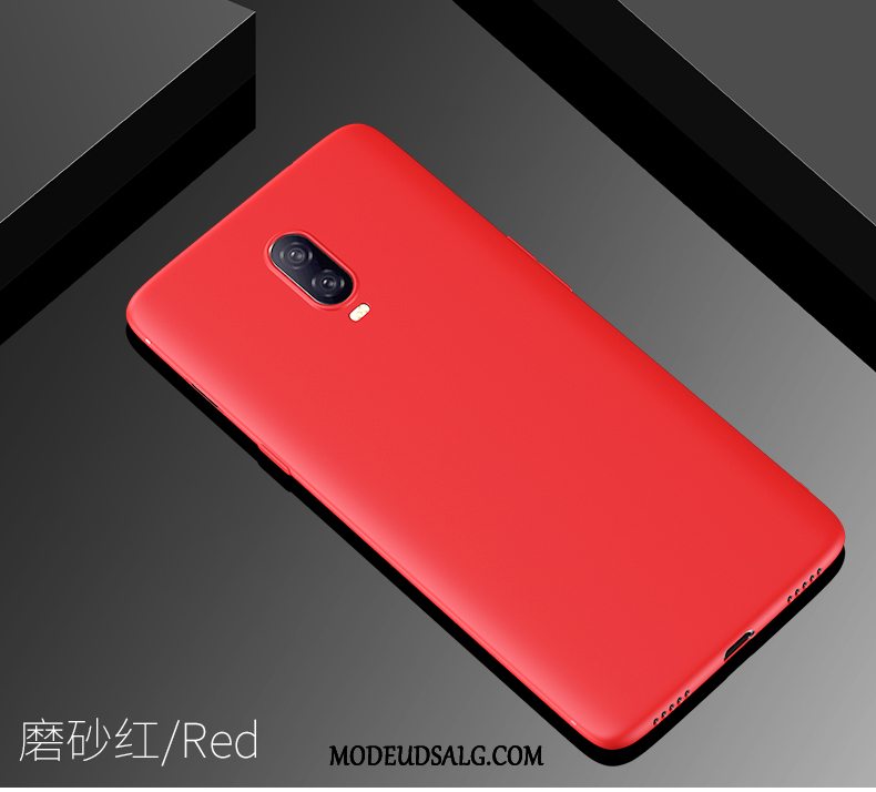 Oneplus 6t Etui Anti-fald Tilpas Rød Nubuck Pu