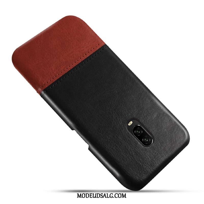 Oneplus 6t Etui / Cover Vintage Sort Lædertaske Beskyttelse Anti-fald