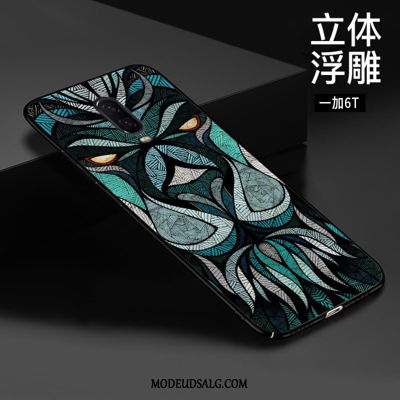 Oneplus 6t Etui Trendy Kinesisk Stil Sort Relief Tilpas