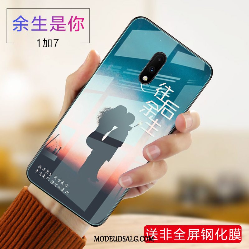 Oneplus 7 Etui Lilla Glas Cover Silikone Tynd