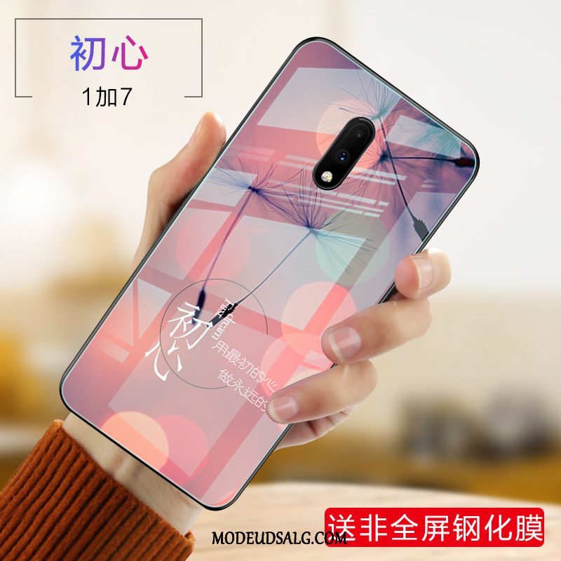 Oneplus 7 Etui Lilla Glas Cover Silikone Tynd