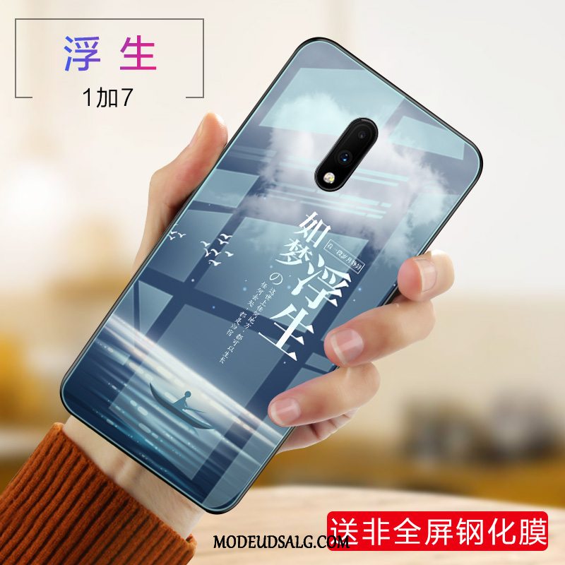 Oneplus 7 Etui Lilla Glas Cover Silikone Tynd