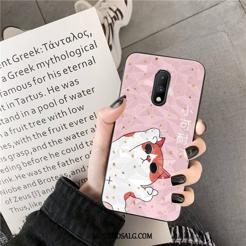 Oneplus 7 Etui Rombe Blød Guld Cartoon Sort