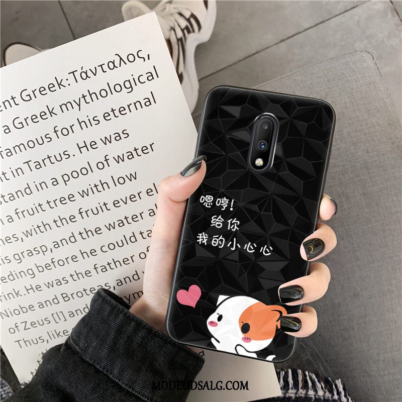 Oneplus 7 Etui Rombe Blød Guld Cartoon Sort