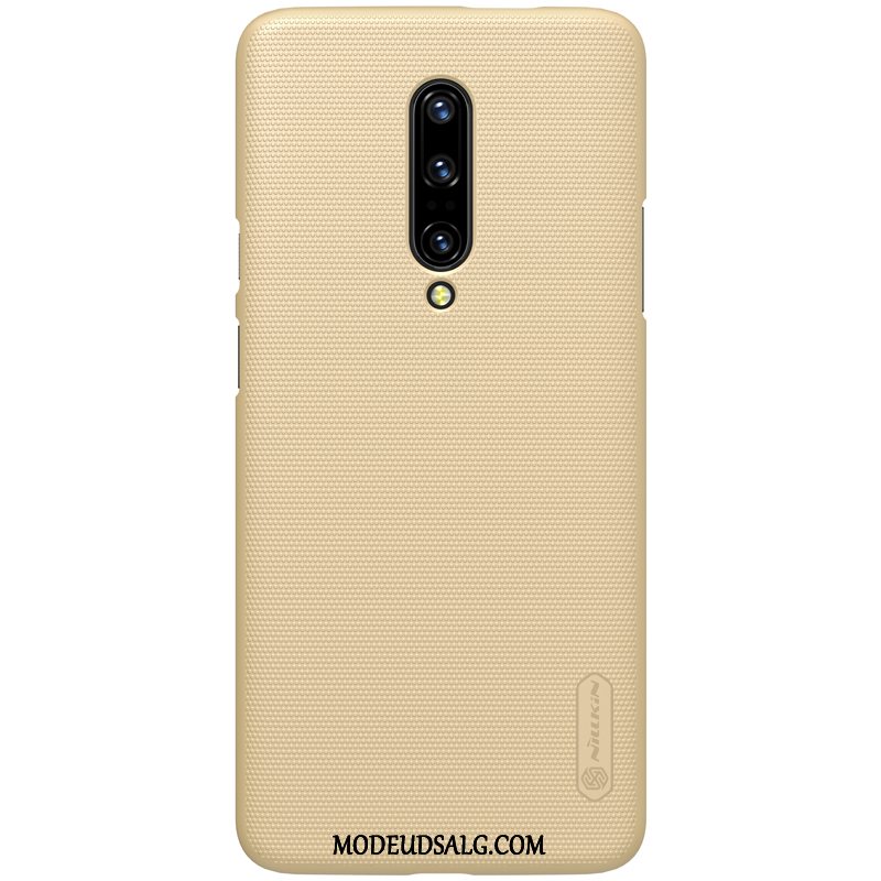 Oneplus 7 Pro Etui Guld Blå Hård Nubuck Let Tynd