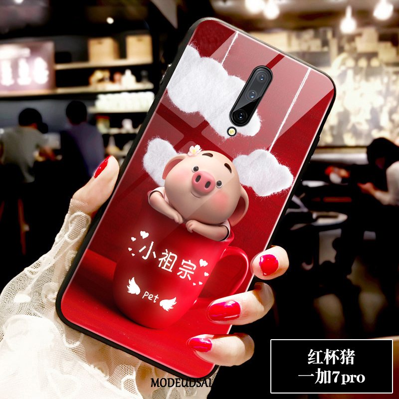 Oneplus 7 Pro Etui Rød Kreativ Smuk Anti-fald Lille Sektion