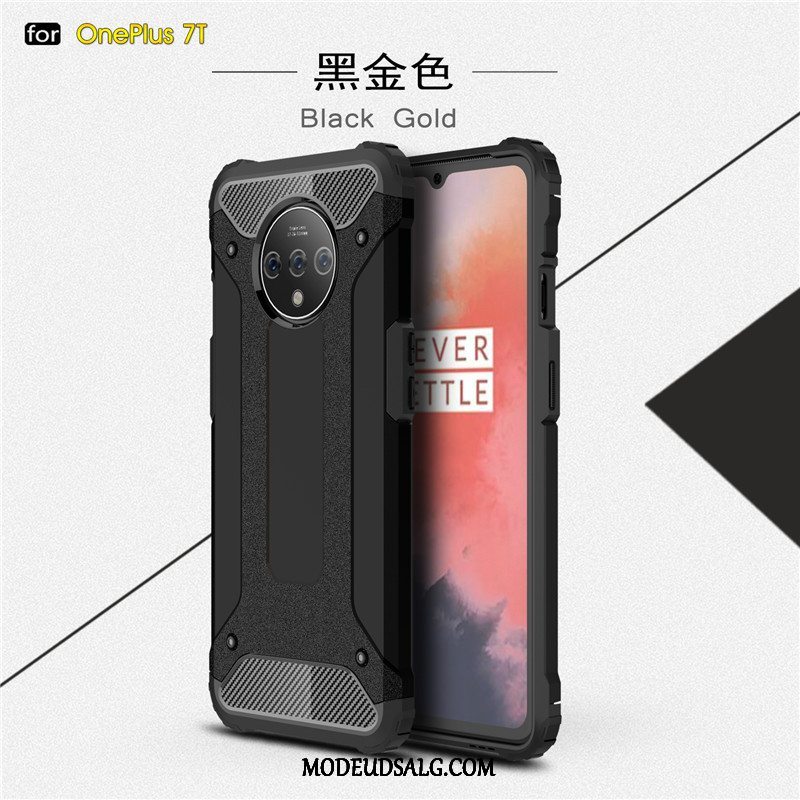 Oneplus 7t Etui Beskyttelse Cover Silikone Pu Sort