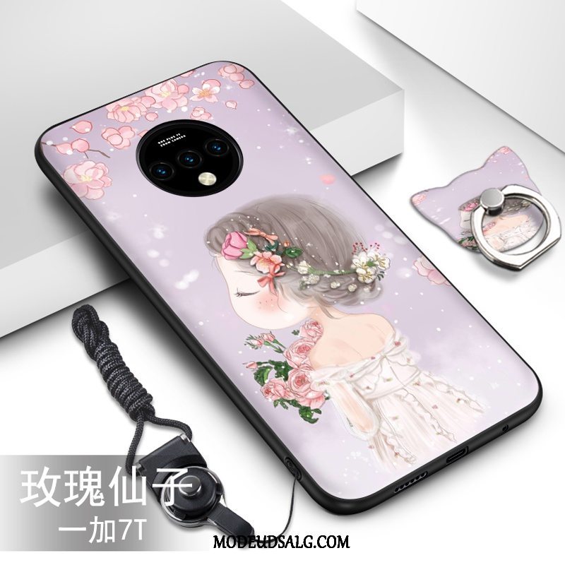 Oneplus 7t Etui Blød Grøn Cartoon Cover Silikone