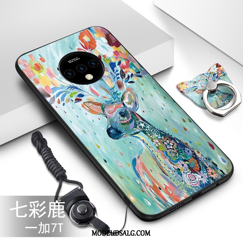 Oneplus 7t Etui Blød Grøn Cartoon Cover Silikone