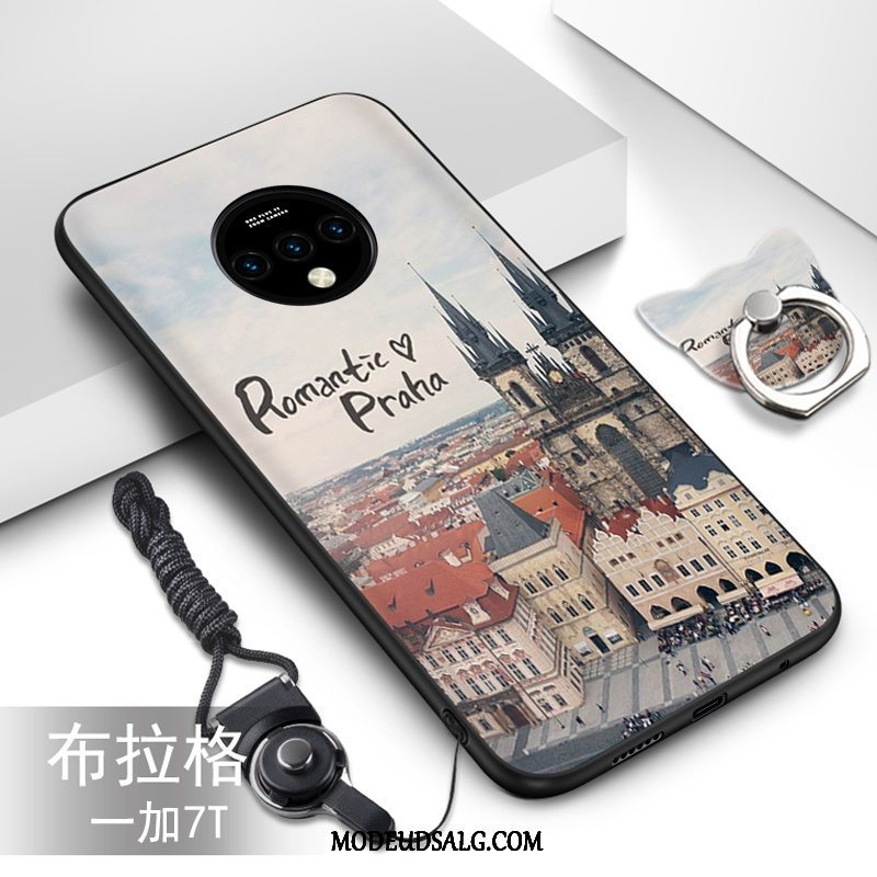 Oneplus 7t Etui Blød Grøn Cartoon Cover Silikone