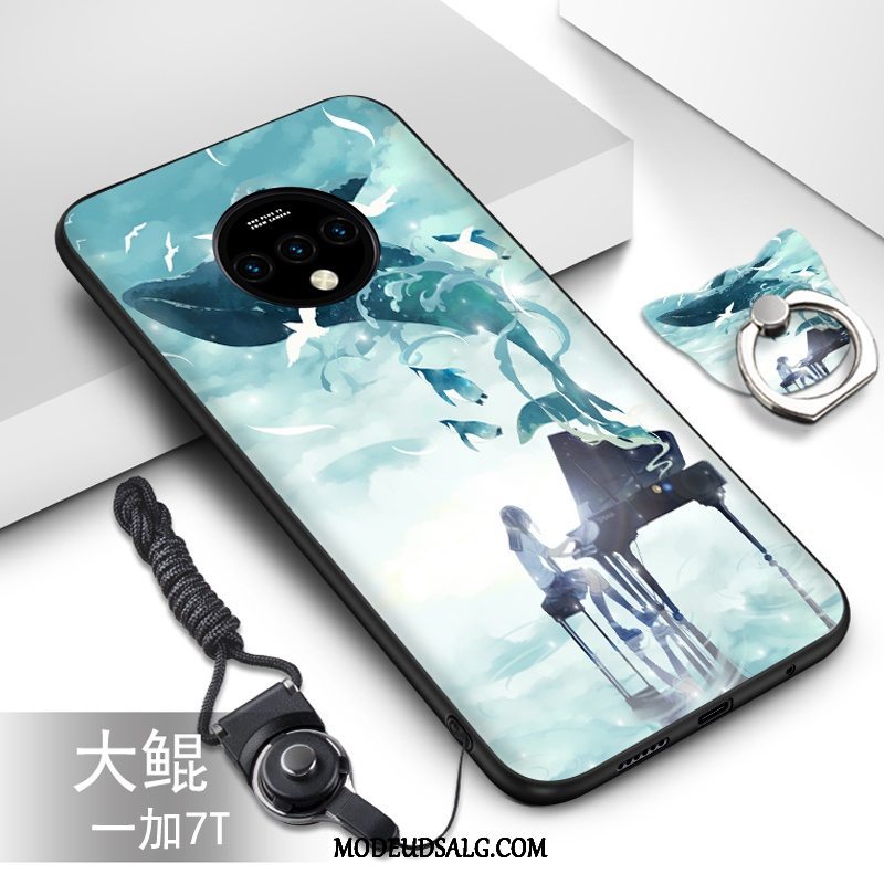 Oneplus 7t Etui Blød Grøn Cartoon Cover Silikone