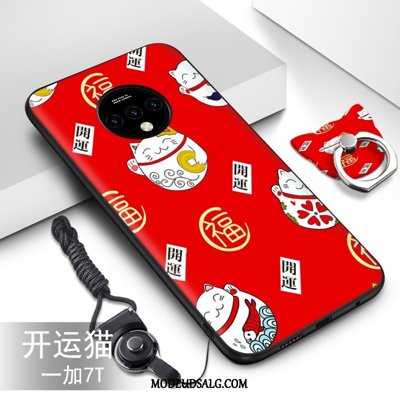 Oneplus 7t Etui Blød Grøn Cartoon Cover Silikone