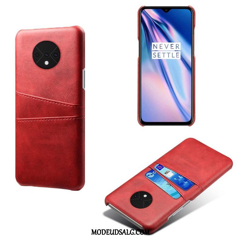 Oneplus 7t Etui Lædertaske Rød Ny Anti-fald Cover