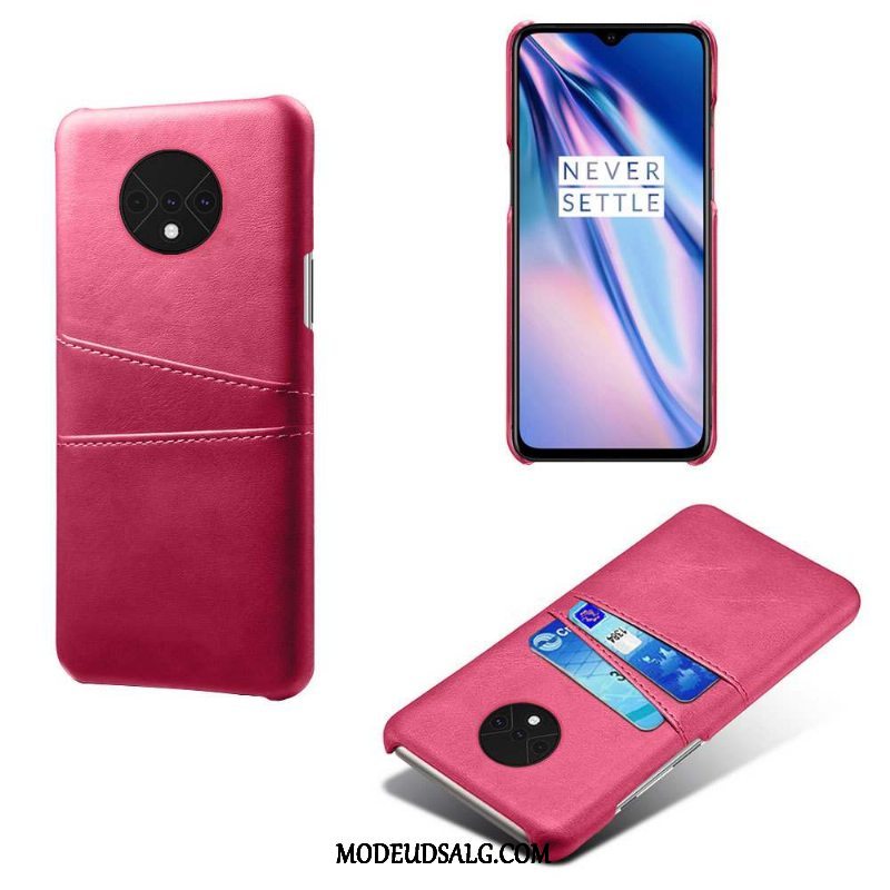 Oneplus 7t Etui Lædertaske Rød Ny Anti-fald Cover