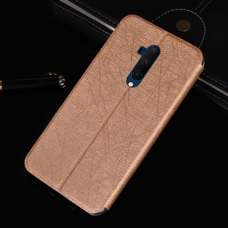 Oneplus 7t Pro Etui / Cover Blød Support Lædertaske Guld