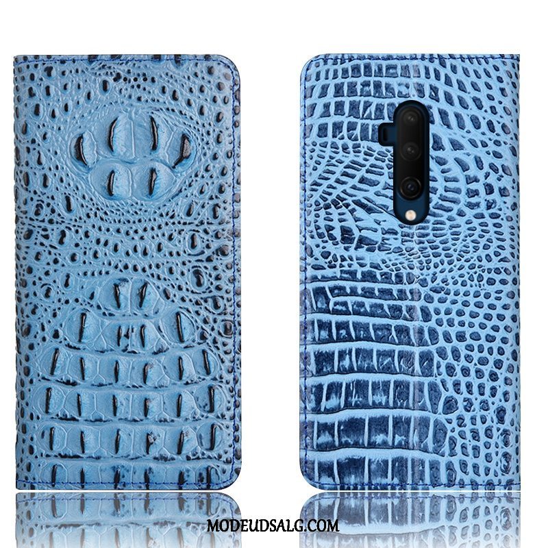 Oneplus 7t Pro Etui / Cover Krokodille Alt Inklusive Sort Lædertaske