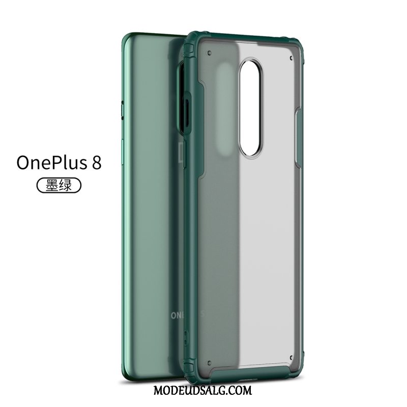 Oneplus 8 Etui / Cover Anti-fald Blød Gennemsigtig Nubuck Grøn