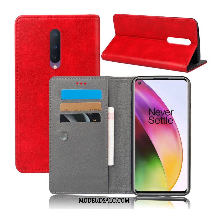 Oneplus 8 Etui / Cover Rød Folio Hård Beskyttelse Alt Inklusive