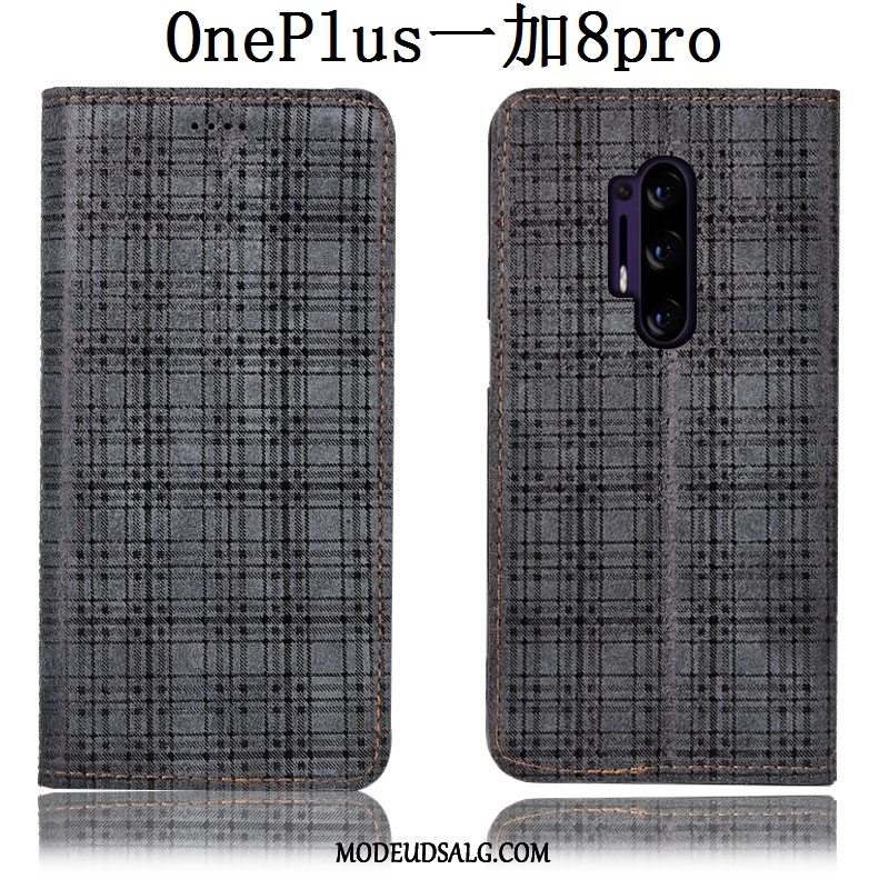 Oneplus 8 Pro Etui Anti-fald Lædertaske Cover Fløjl Ternede