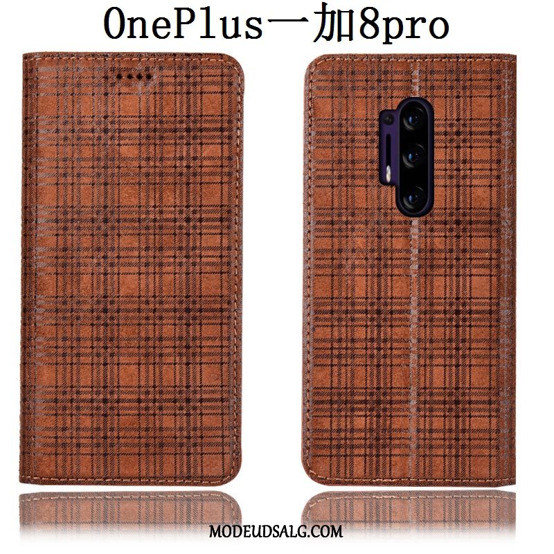 Oneplus 8 Pro Etui Anti-fald Lædertaske Cover Fløjl Ternede