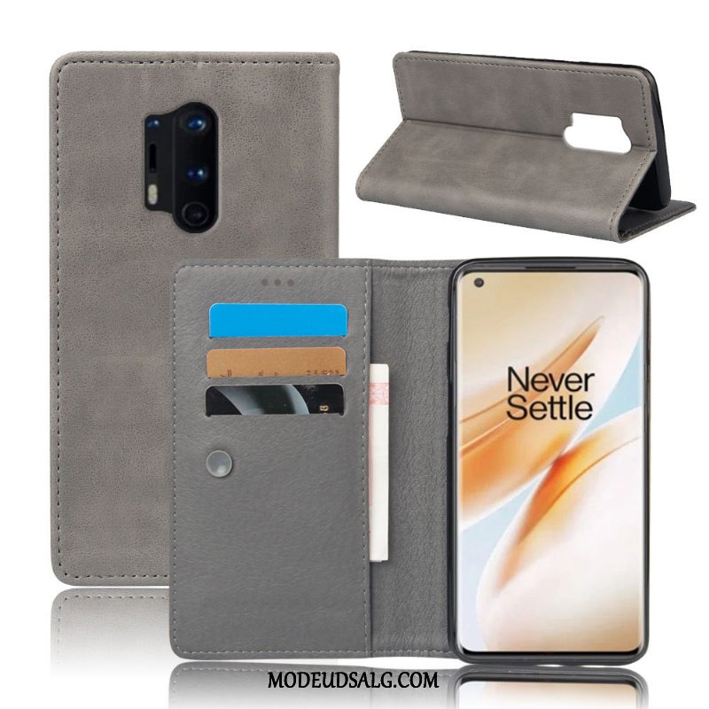 Oneplus 8 Pro Etui / Cover Beskyttelse Kort Tegnebog Sort