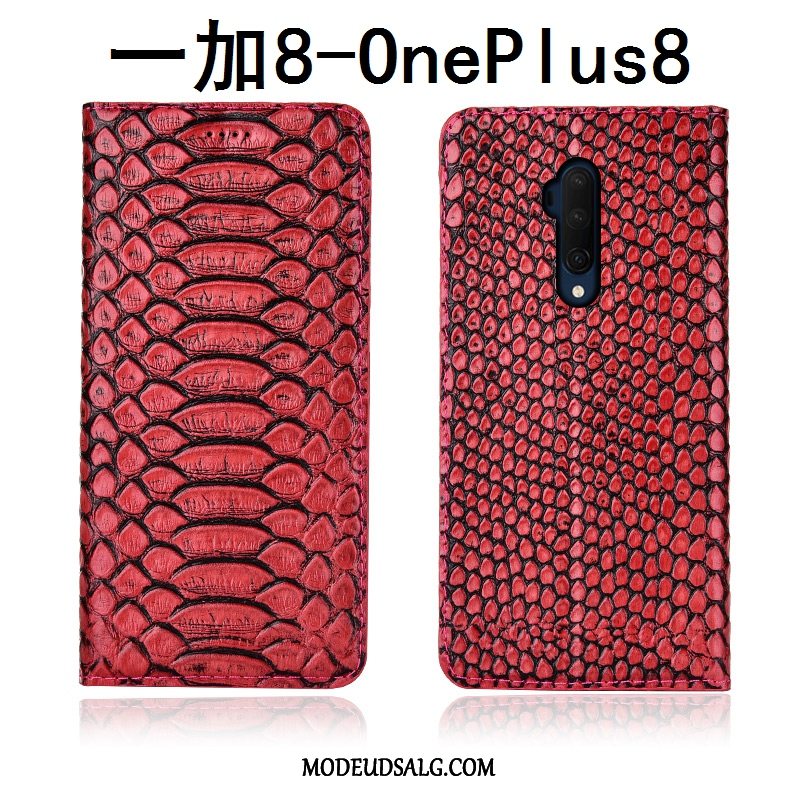 Oneplus 8 Pro Etui / Cover Beskyttelse Ægte Læder Anti-fald Lædertaske Mønster