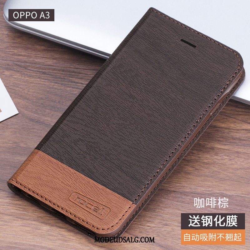 Oppo A3 Etui Folio Cover Beskyttelse Lædertaske Silikone