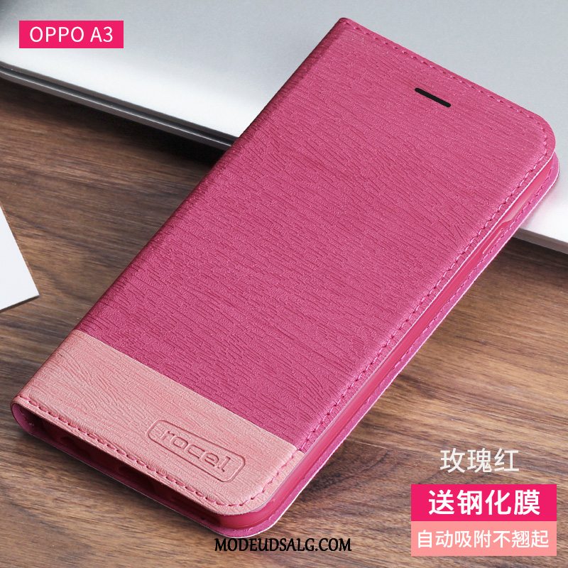 Oppo A3 Etui Folio Cover Beskyttelse Lædertaske Silikone