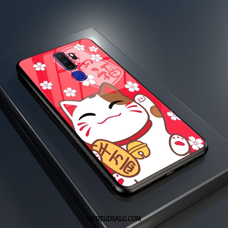 Oppo A5 2020 Etui Glas Net Red Hård Af Personlighed Hjerte