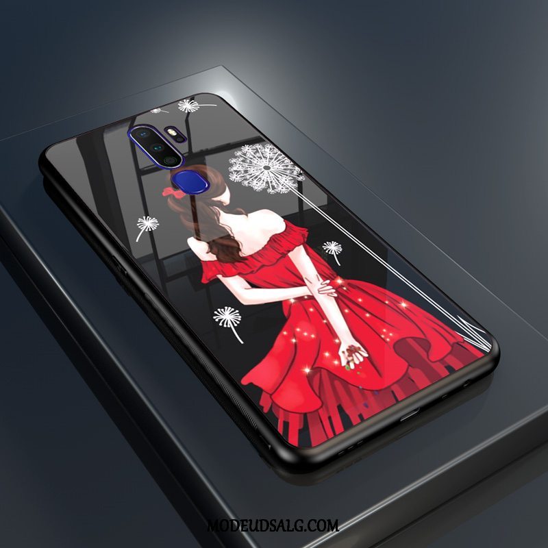 Oppo A5 2020 Etui Glas Net Red Hård Af Personlighed Hjerte