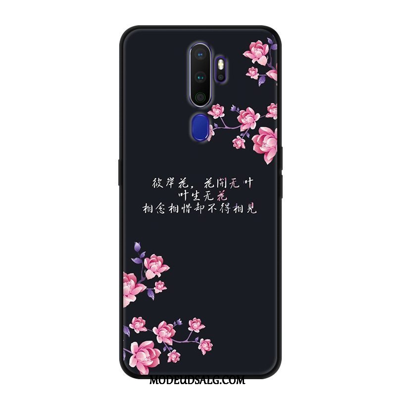 Oppo A9 2020 Etui / Cover Kreativ Sort Beskyttelse Blomster Tilpas